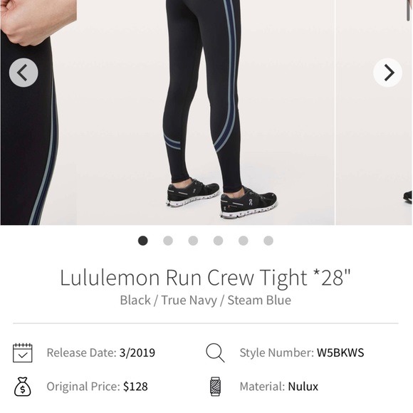 Lululemon Run Crew Tight Black / True Navy / Steam Blue size 4 with 24” inseam - Picture 11 of 12